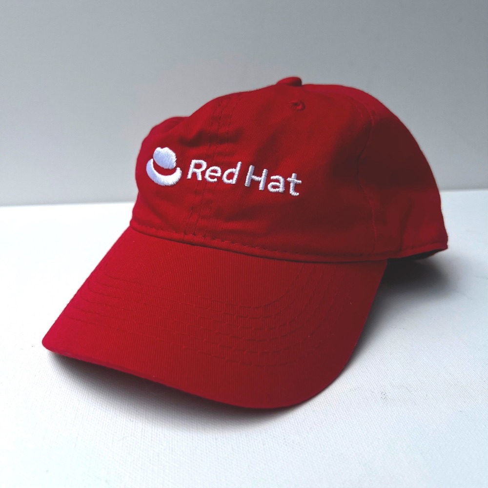 Red Hat Linux Software Promo Baseball Cap Adjustable Strapback Hat Red White
